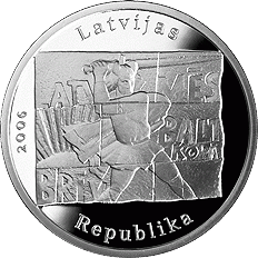 Coin commemorating the barricades of January 1991